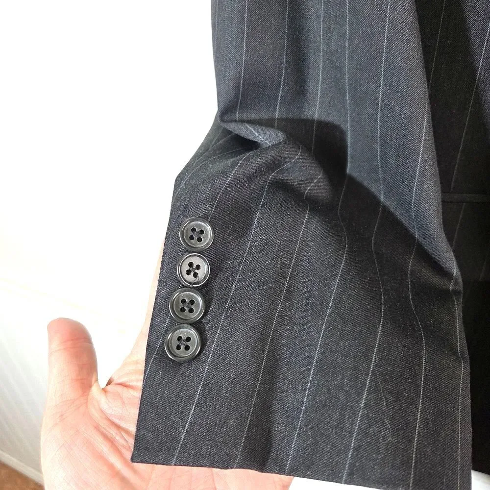 Burberry London Mens Pinstripe Blazer Sport Coat Union Made USA Gray